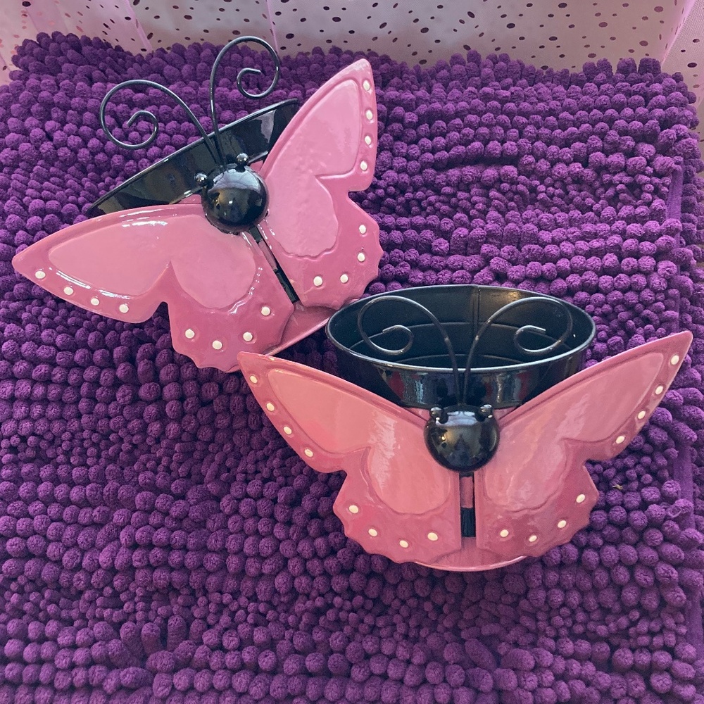 BUTTERFLY FLOWER POTS (2) NWOT